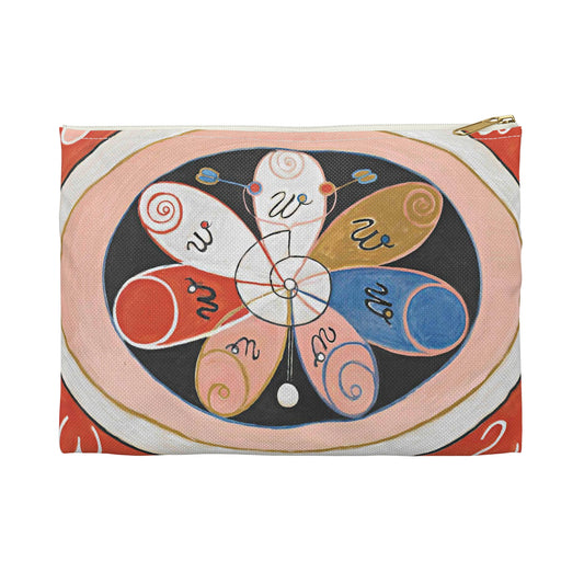 A painting of a colorful flower with writing on it Hilma af Klint - no date - Untitled Large Organizer Pouch with Black Zipper