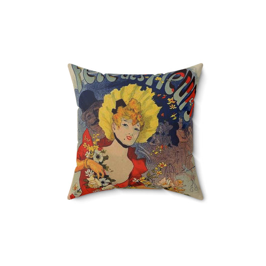 Affiche pour la "Fête des Fleurs de Bagnères-de-Luchon". Decorative Accent Square Pillow