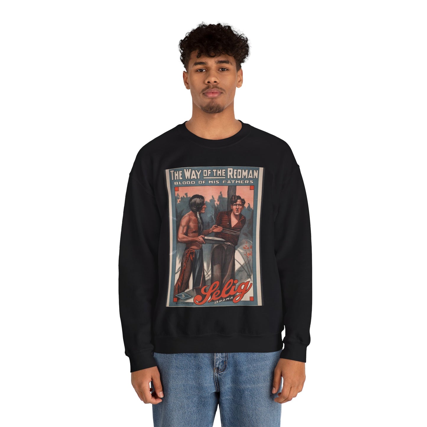 The way of the redman Blood of his fathers. Black Heavy Blend Adult Crew Neck SweatShirt