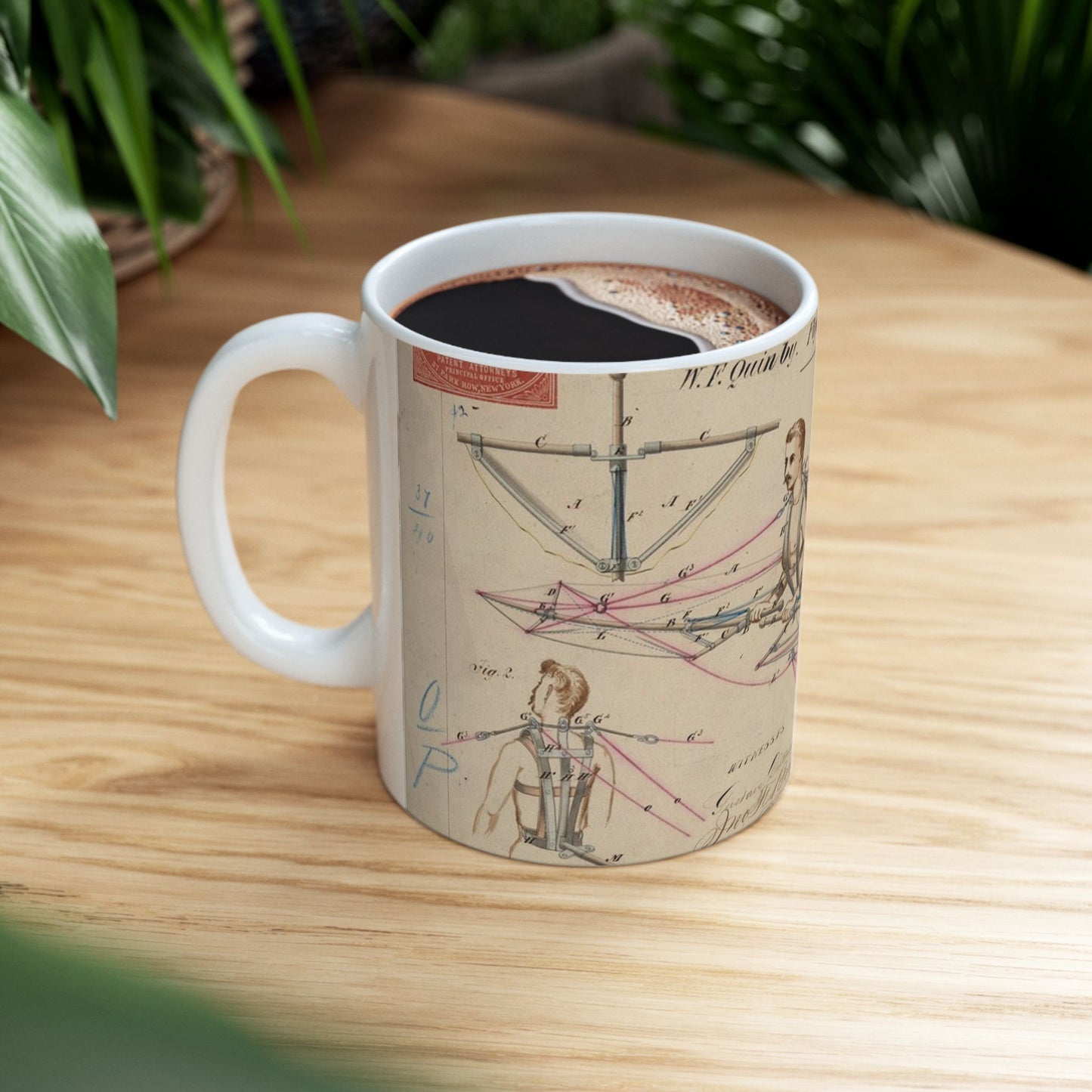 Patent drawing - for a Flying Machine Public domain  image Beautiful Novelty Ceramic Coffee Mug 11oz