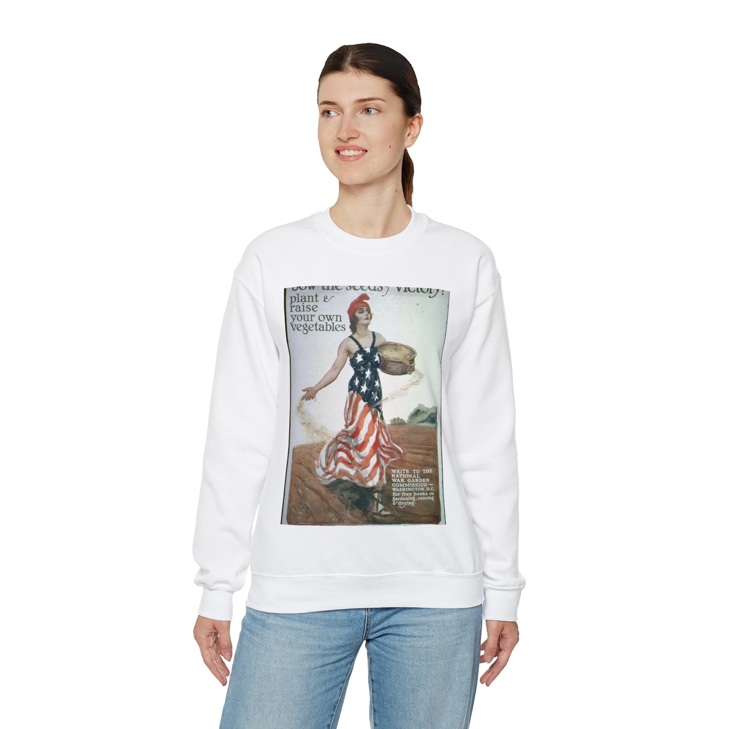 "Sow the Seeds of Victory^ Plant and raise your own vegetables. Write to the National War Garden Commission- Washington, - NARA - 512498 White Heavy Blend Adult Crew Neck SweatShirt