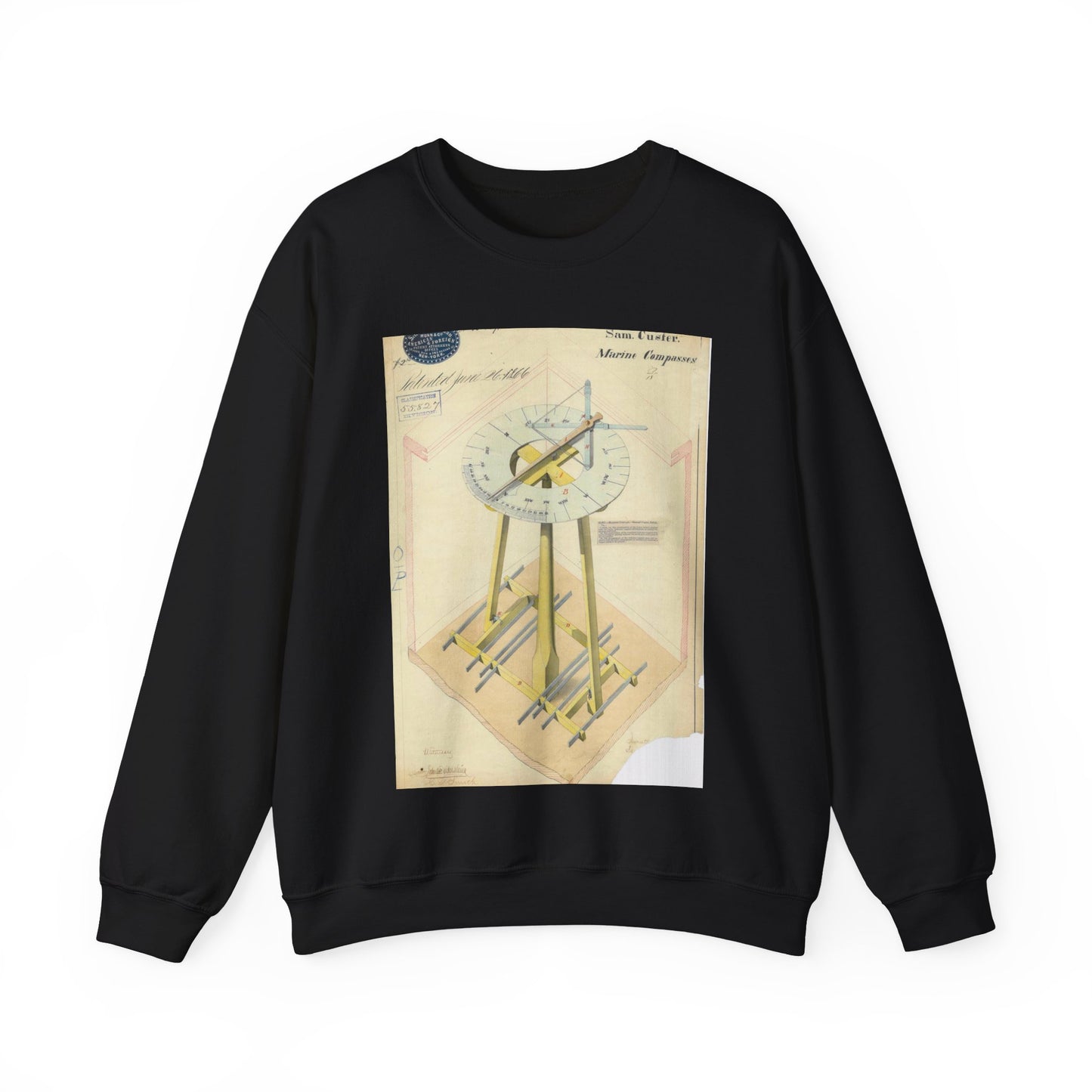 Patent drawing - Drawing of Marine Compasses Public domain  image Black Heavy Blend Adult Crew Neck SweatShirt