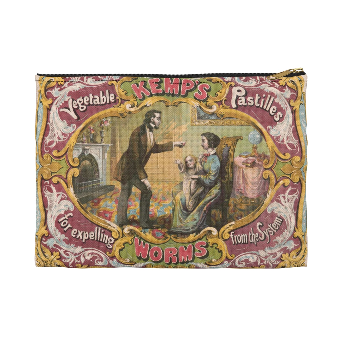 Kemp's vegetable pastilles for expelling worms from the system / lith. of Snyder, Black & Sturn 92 William St. New York. Large Organizer Pouch with Black Zipper