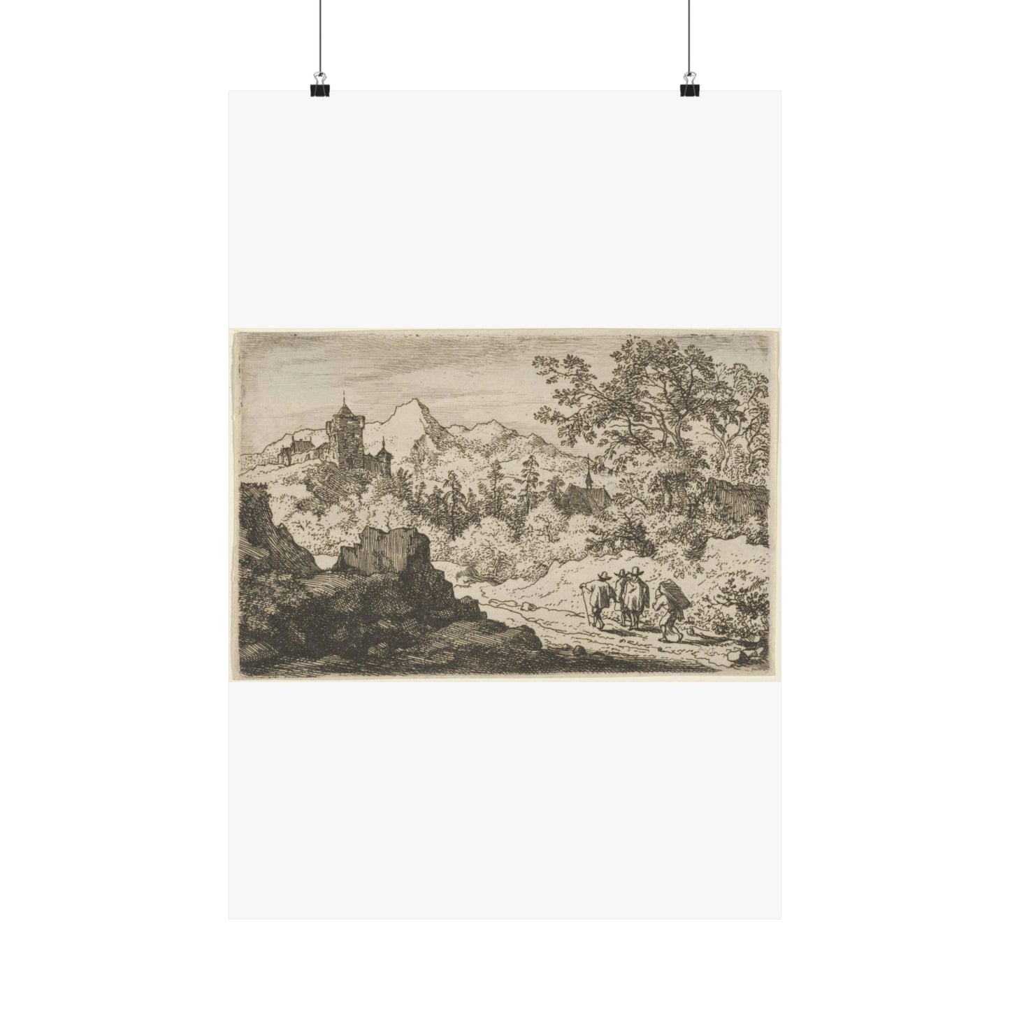 The Three Men and the Porter - Public domain dedication. Metropolitan Museum of Art image. High Quality Matte Wall Art Poster for Home, Office, Classroom