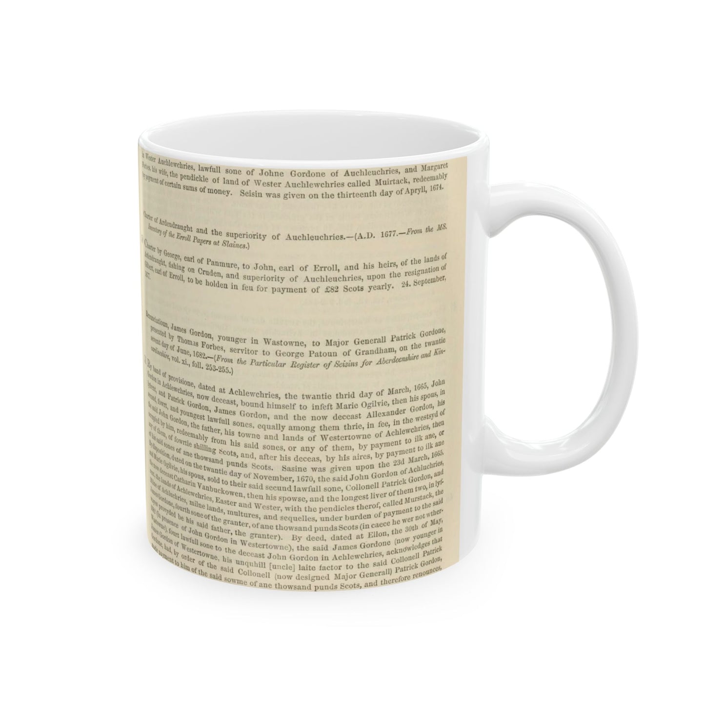 212 APPENDIX.   the twentieth day of May, 1674. — {From the Particular Register of Seisins for Aberdeenshire and  Kincardineshire Beautiful Novelty Ceramic Coffee Mug 11oz