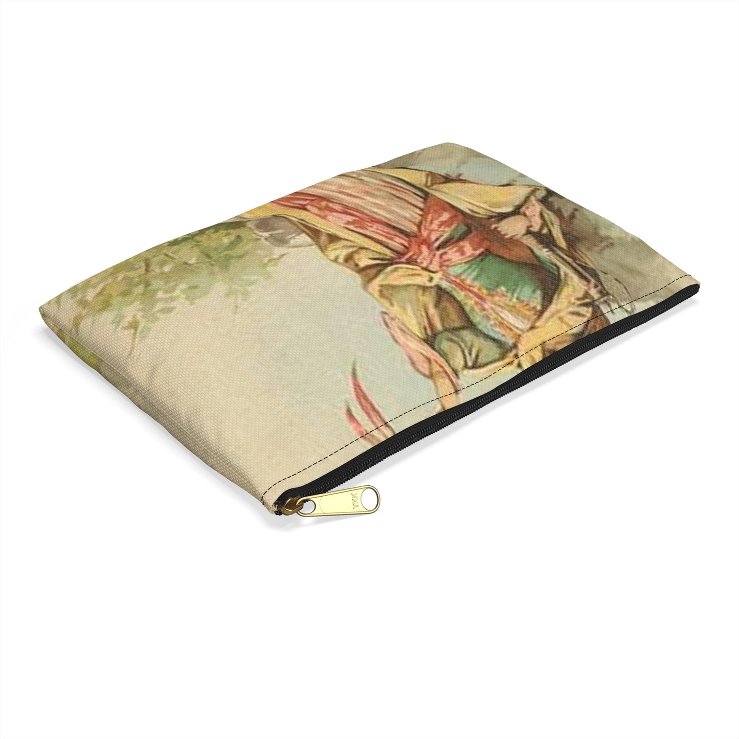 The talking bird. - Drawing. Public domain image. Large Organizer Pouch with Black Zipper