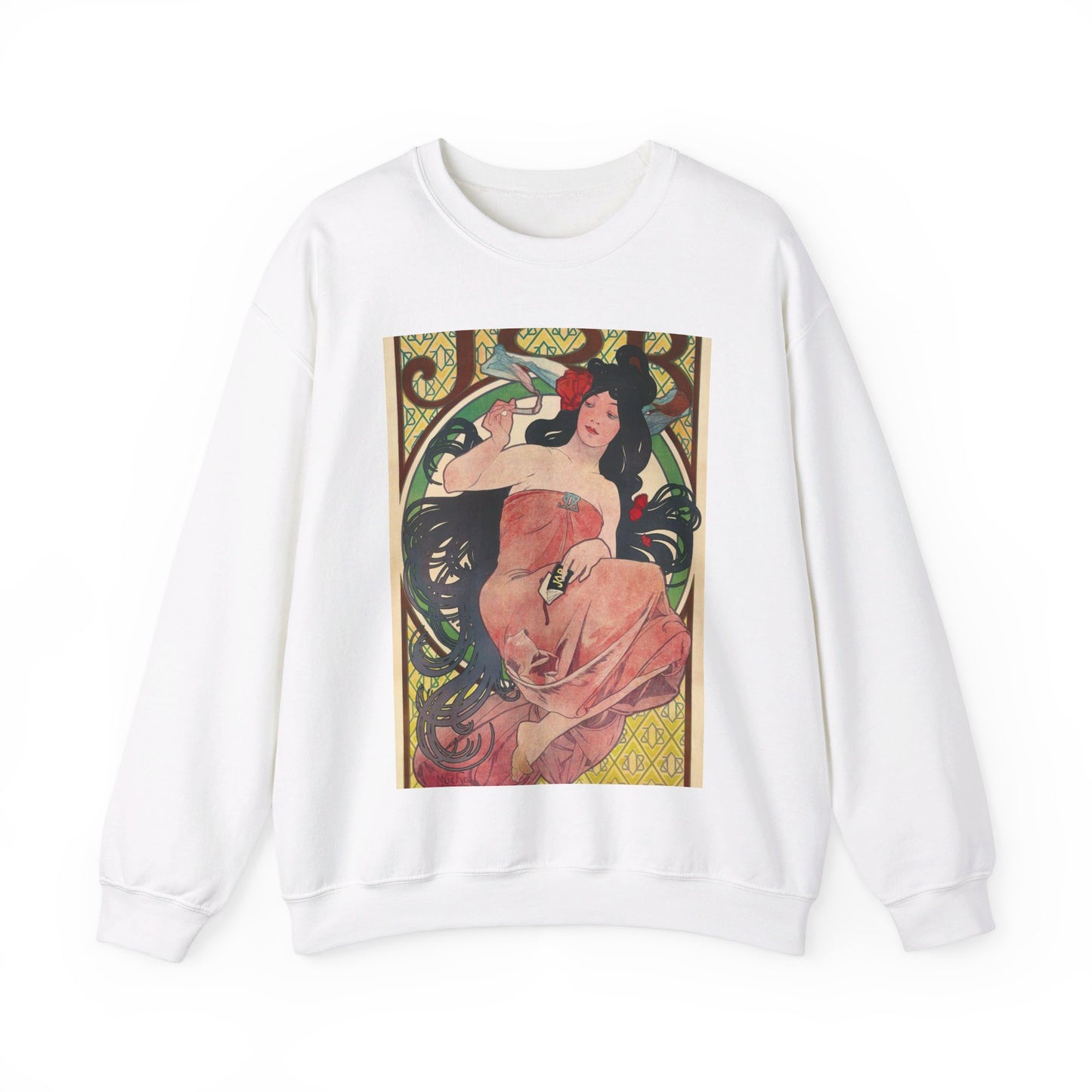 Alphonse Mucha - Job - Google Art Project White Heavy Blend Adult Crew Neck SweatShirt