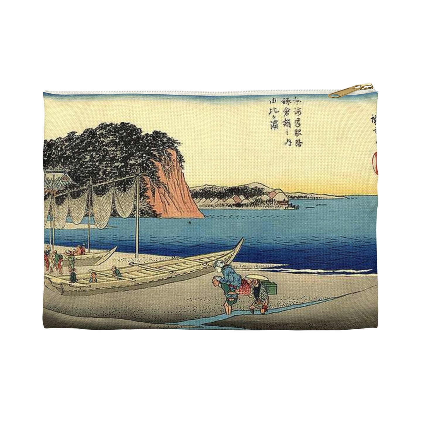 Utagawa Hiroshige - Hiroshige, Yuigahama Large Organizer Pouch with Black Zipper