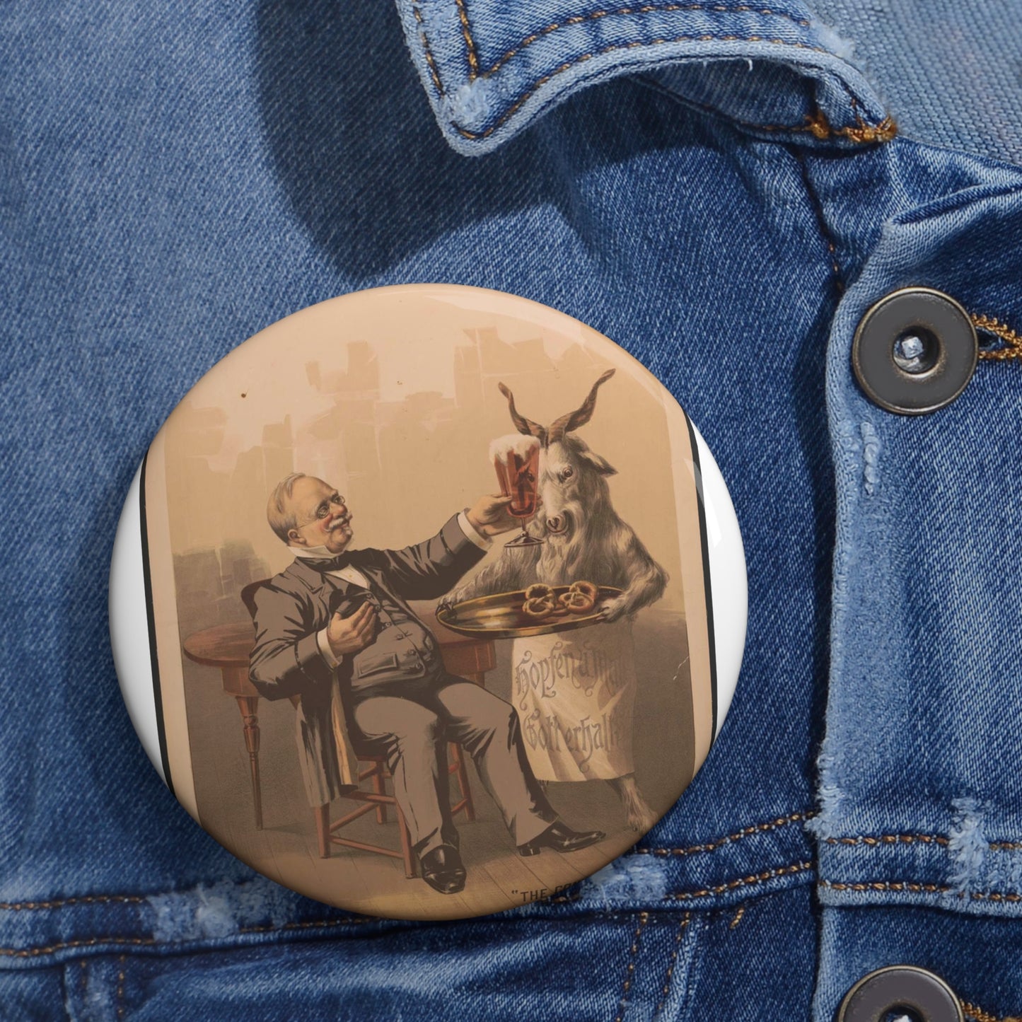 "The connoisseur" - Print, Library of Congress collection Pin Buttons with Crisp Design