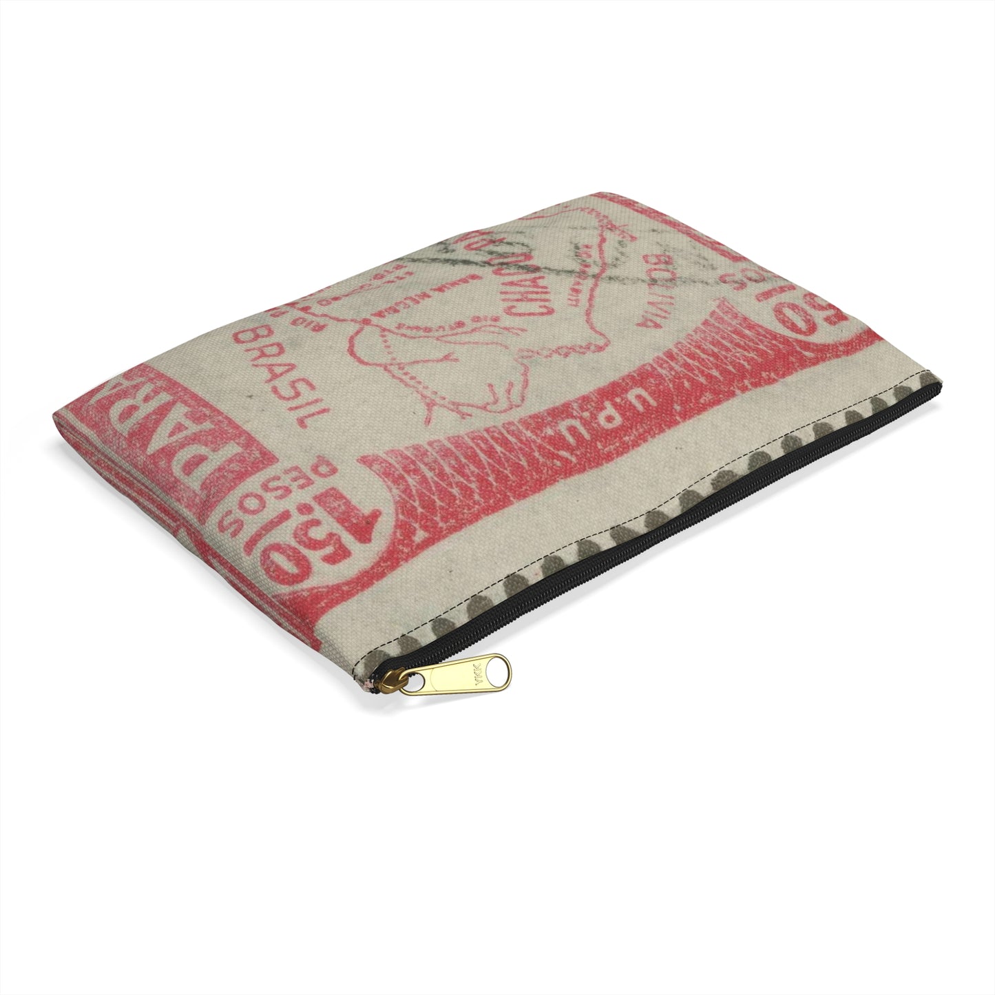 Frimärke ur Gösta Bodmans filatelistiska motivsamling, påbörjad 1950.Frimärke från Paraguay, 1935. Motiv av karta över Paraguay, Grand Chaco. Large Organizer Pouch with Black Zipper