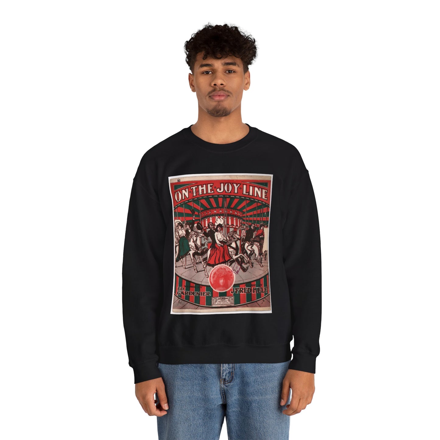 On the joy line - Public domain American sheet music Black Heavy Blend Adult Crew Neck SweatShirt