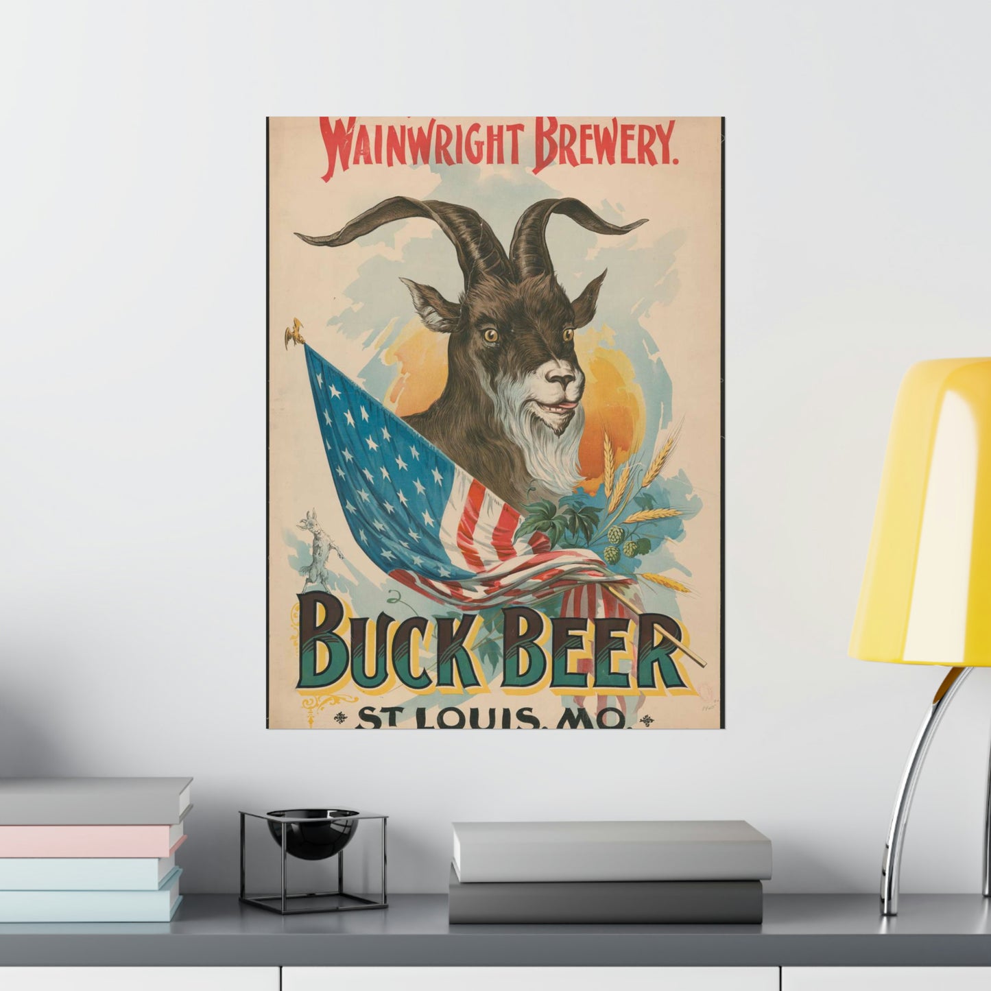 Wainwright Brewery, Buck Beer, St. Louis, MO High Quality Matte Wall Art Poster for Home, Office, Classroom