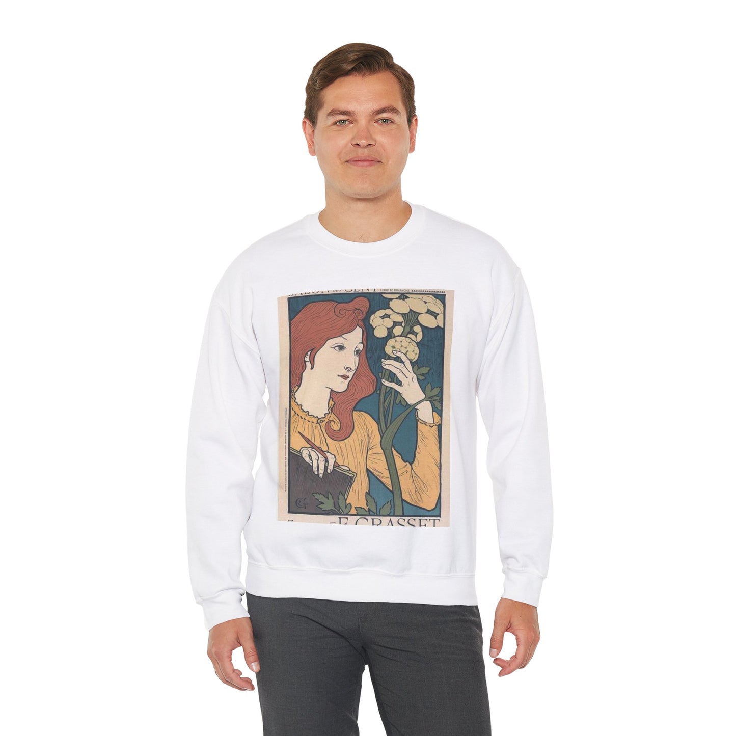 Affiche pour l' "Exposition E. Grasset" au Salon des Cent. White Heavy Blend Adult Crew Neck SweatShirt
