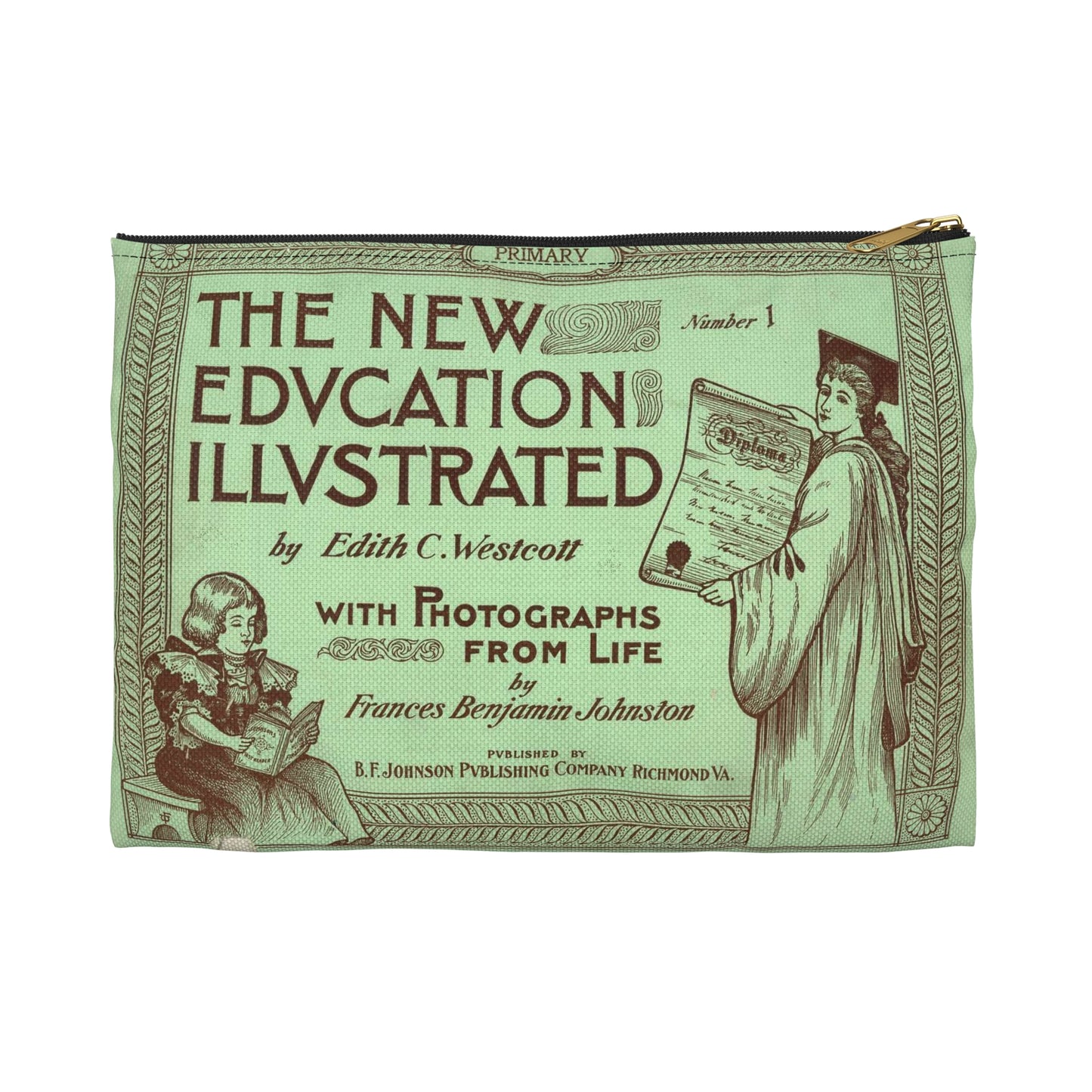 The New Education Illustrated by Edith C. Westcott with photograhs from life by Frances Benjamin Johnston, Number 1 - Primary Large Organizer Pouch with Black Zipper