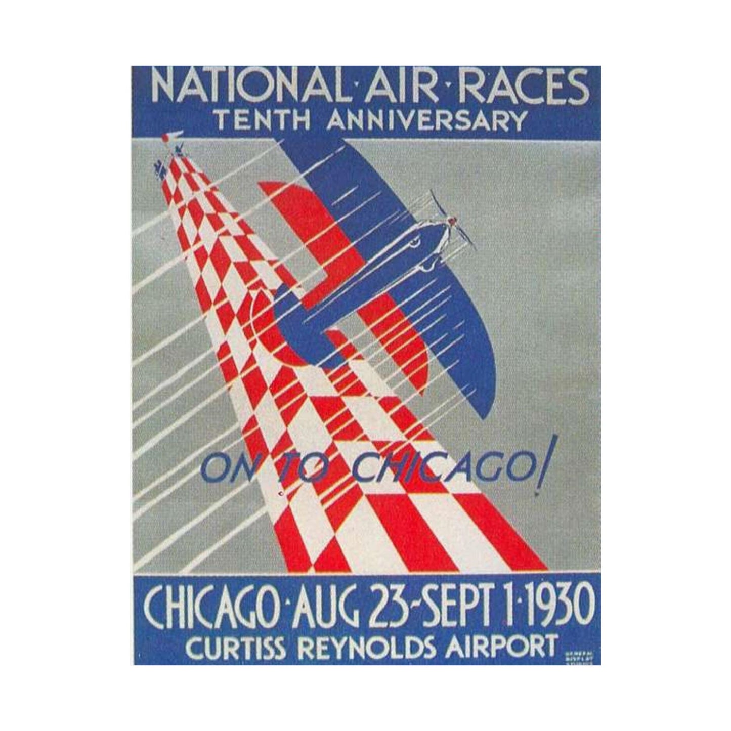 1930 National Air Race poster - Art Deco public domain image High Quality Matte Wall Art Poster for Home, Office, Classroom