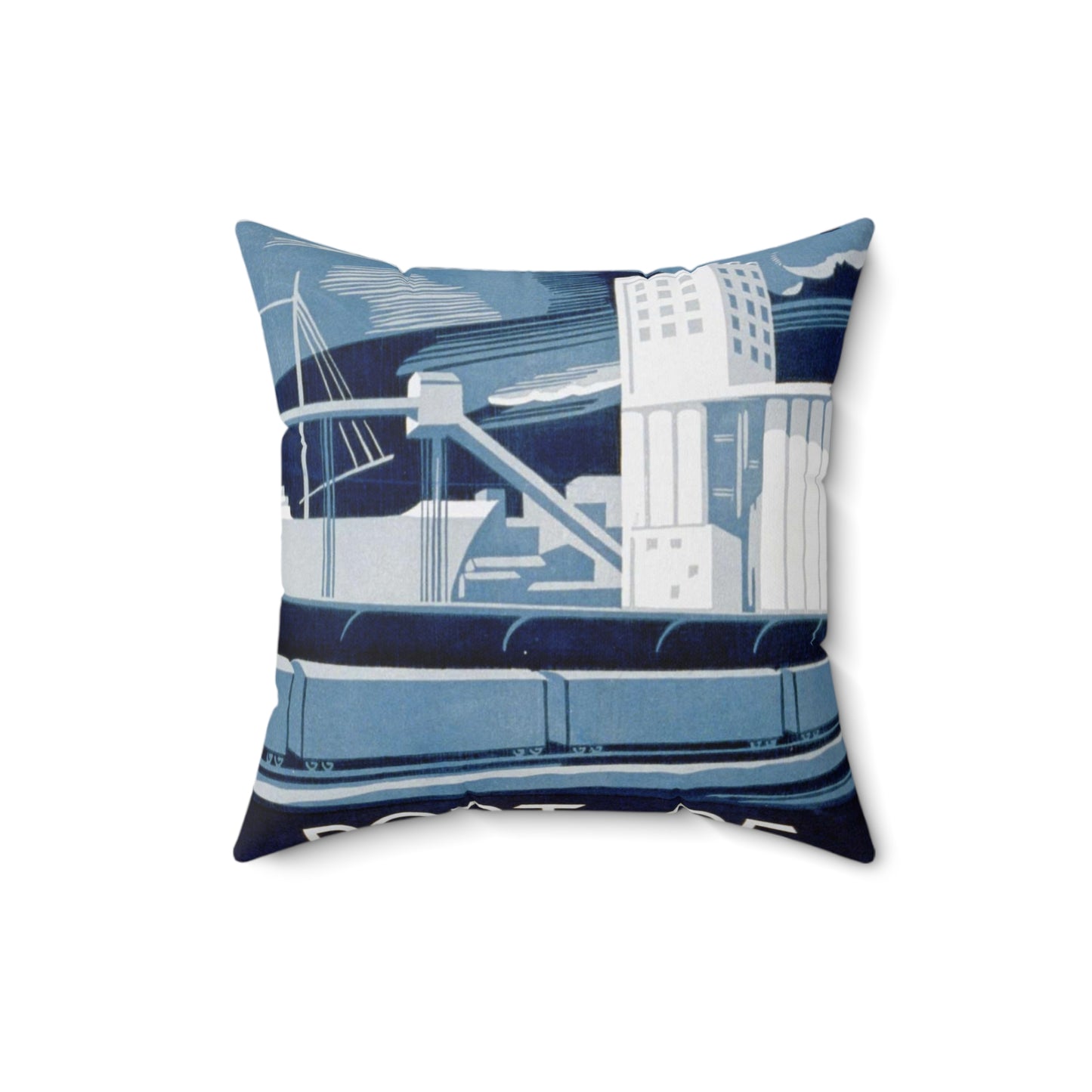 Port of Philadelphia, Art Deco Poster Decorative Accent Square Pillow