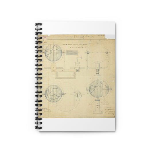 Patent drawing - Drawing of an Improvement in School Globes Public domain  image Spiral Bound Ruled Notebook with Printed Cover