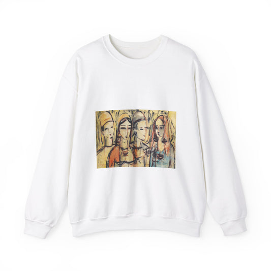 Sans titre - A painting of a group of women standing next to each other White Heavy Blend Adult Crew Neck SweatShirt