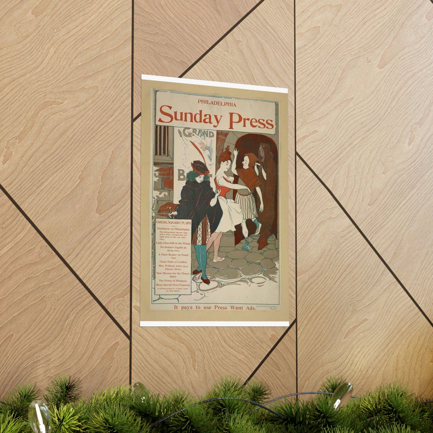 Philadelphia Sunday press. September 29, 1895. High Quality Matte Wall Art Poster for Home, Office, Classroom