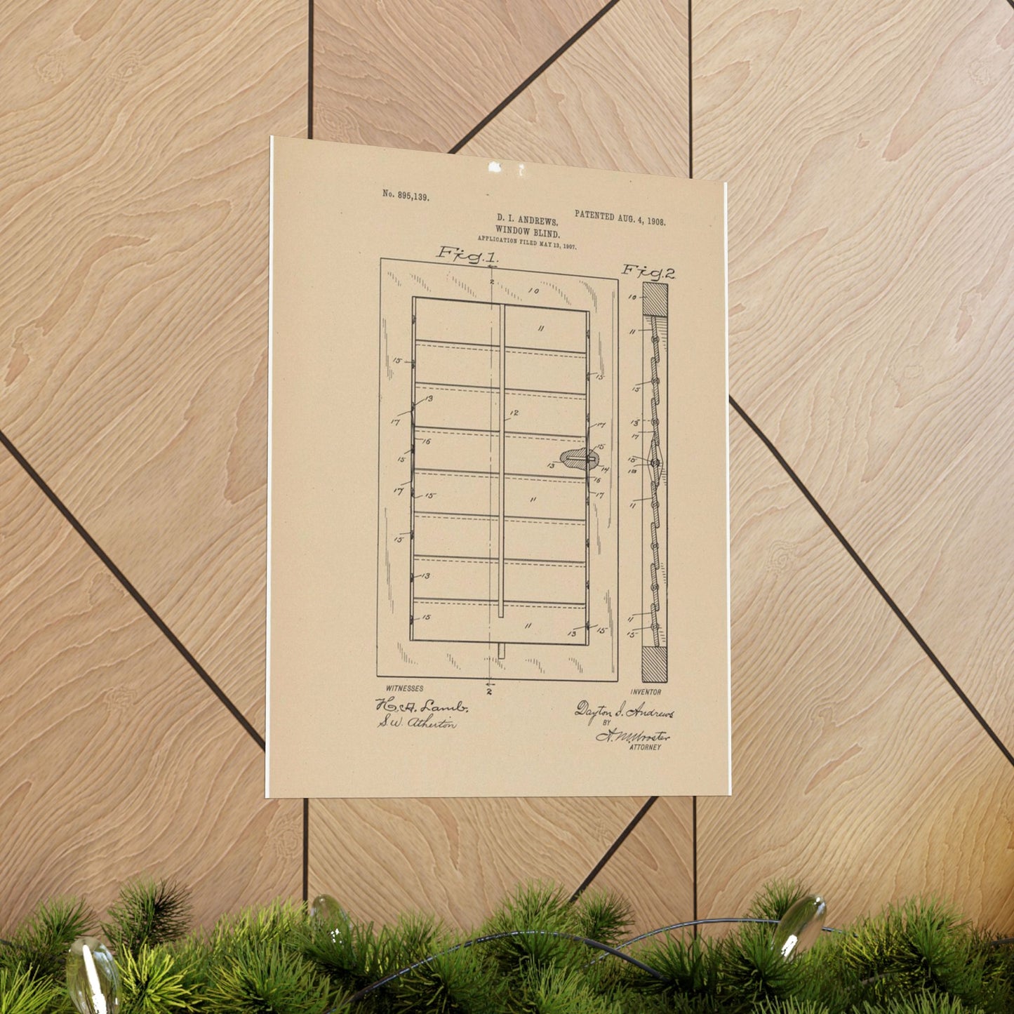 Patent Drawing of Engine - for a Window Blind Public domain  image High Quality Matte Wall Art Poster for Home, Office, Classroom