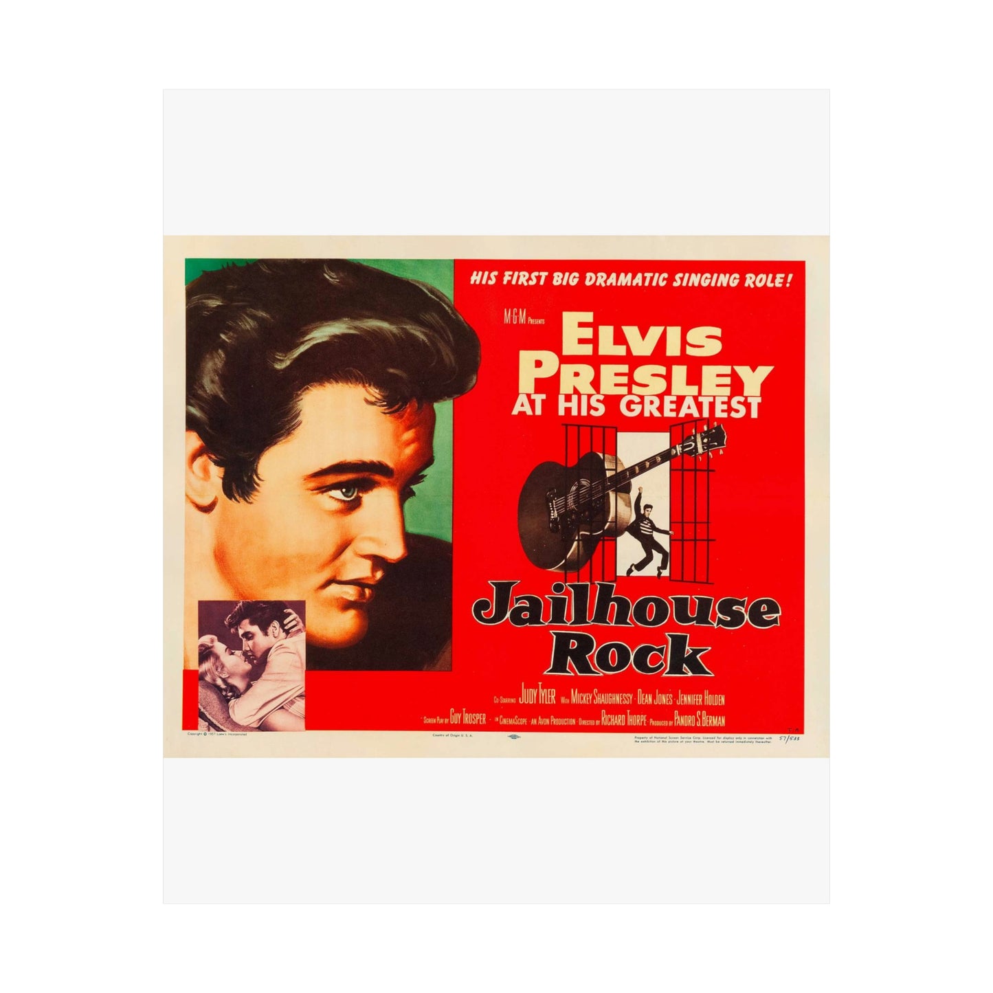 Jailhouse Rock (1957 poster - half-sheet) High Quality Matte Wall Art Poster for Home, Office, Classroom