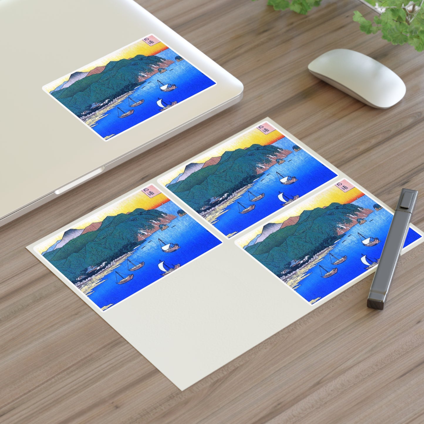 Hiroshige Boats in an inlet, Utagawa Hiroshige Laminated UV Protective Vinyl Stickers