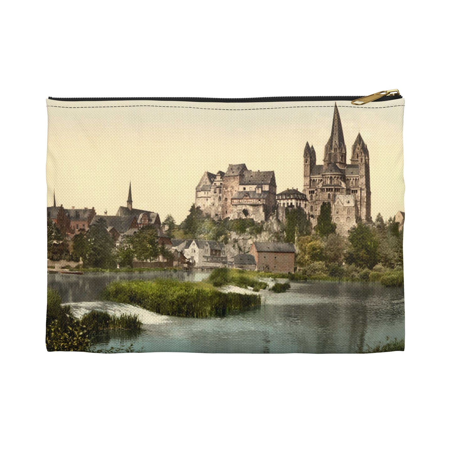 [Castle and cathedral, Limburg (i.e., Limburg an der Lahn), Hesse-Nassau, Germany] Large Organizer Pouch with Black Zipper