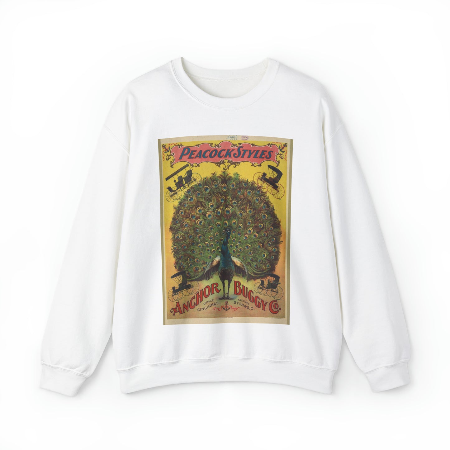 Peacock styles. Anchor Buggy Co. White Heavy Blend Adult Crew Neck SweatShirt