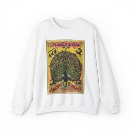 Peacock styles. Anchor Buggy Co. White Heavy Blend Adult Crew Neck SweatShirt