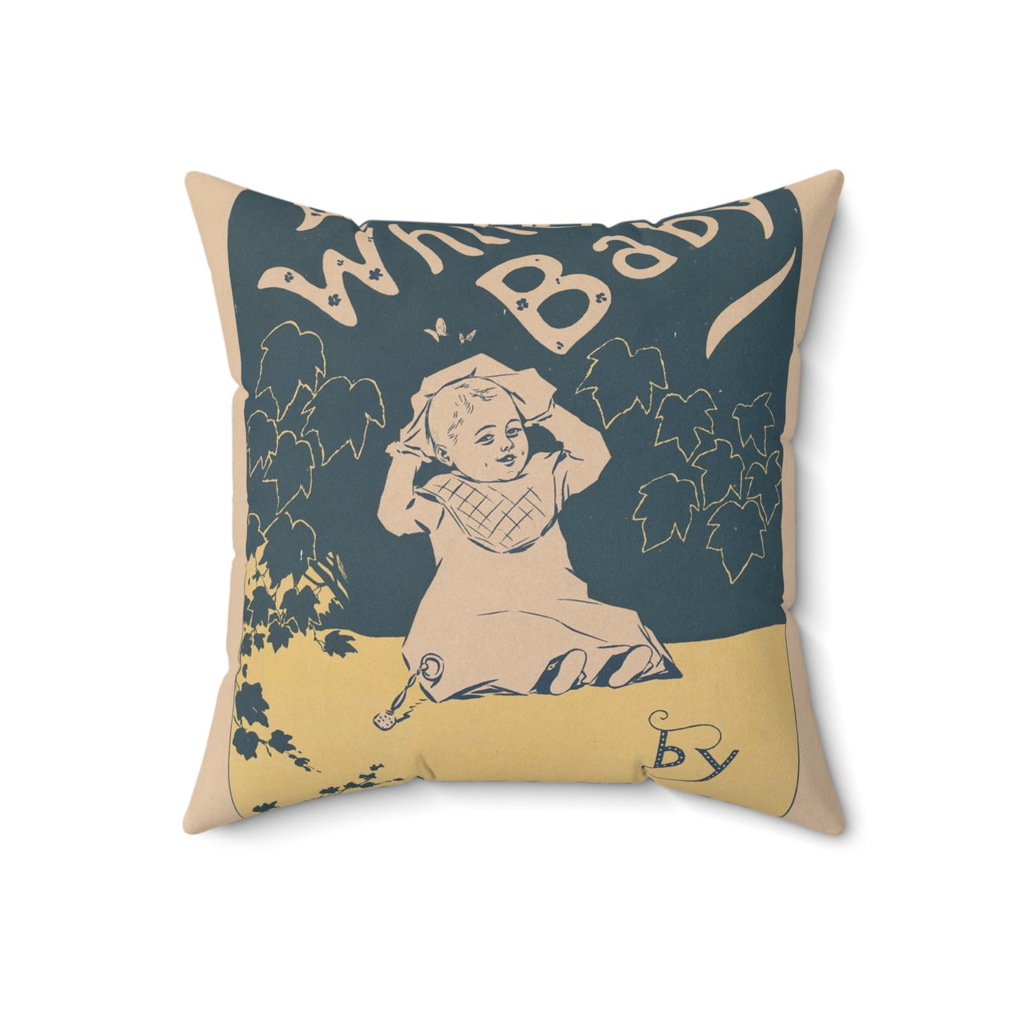 A white baby by James Welsh - Art Deco public domain image Decorative Accent Square Pillow