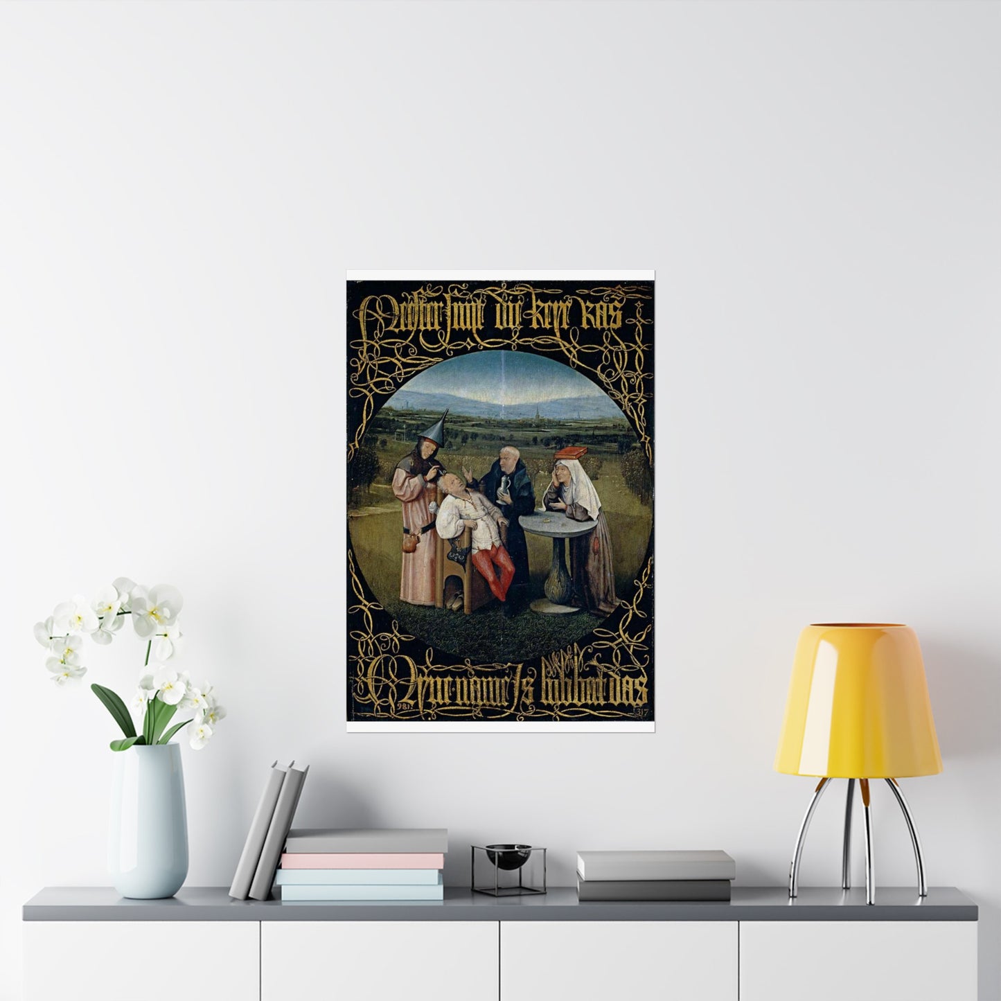 Hieronymus Bosch 053 - A painting of a group of people sitting around a table High Quality Matte Wall Art Poster for Home, Office, Classroom