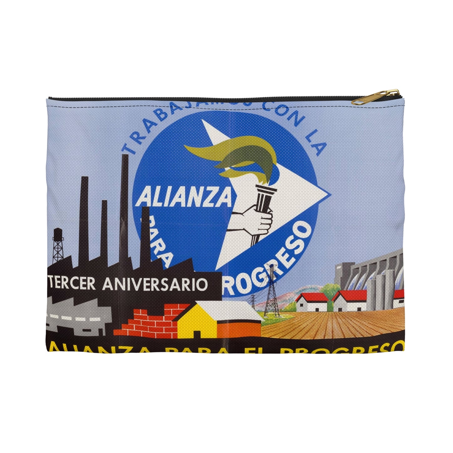 Alliance Posters, Cold War American Propaganda poster Large Organizer Pouch with Black Zipper