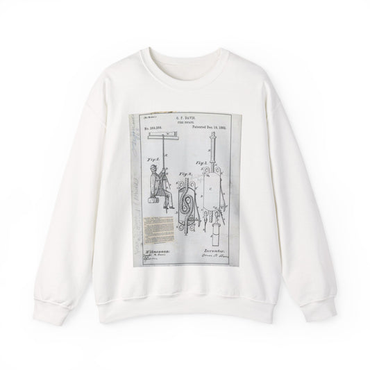 Patent Drawing of Engine - for O. F. Davis' Fire Escape Public domain  image White Heavy Blend Adult Crew Neck SweatShirt