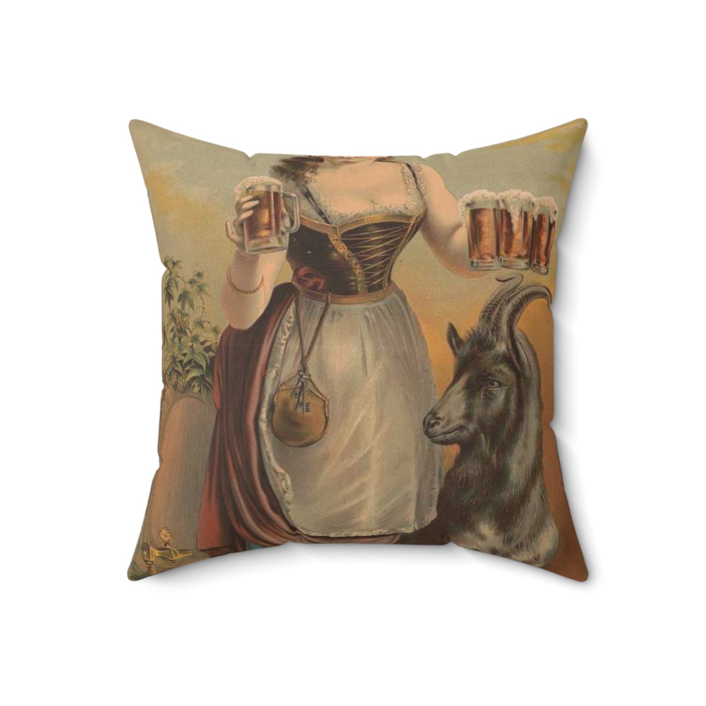 Poster - Village beer girl, bock beer - Public domain lithograph Decorative Accent Square Pillow