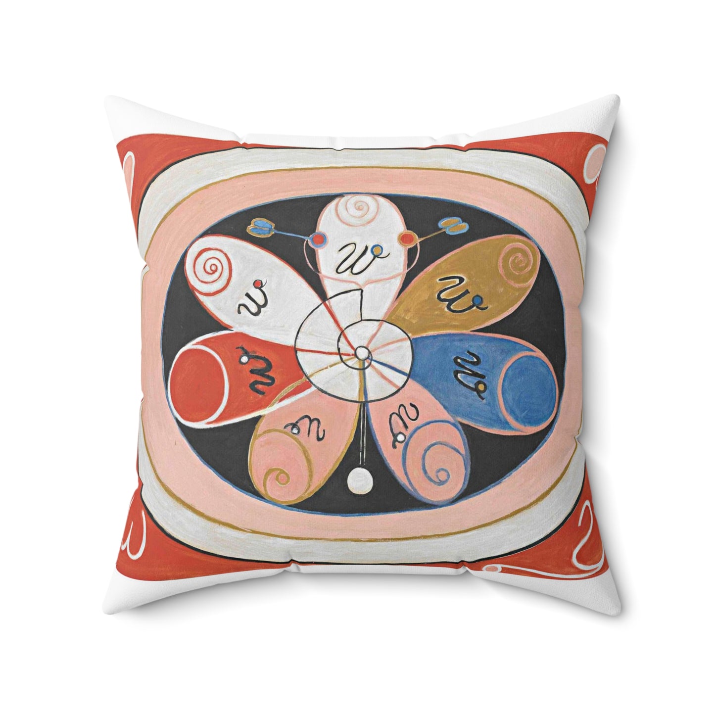 A painting of a colorful flower with writing on it Hilma af Klint - no date - Untitled Decorative Accent Square Pillow