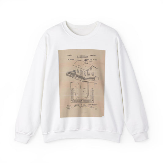 Patent Drawing of Engine - Drawing for a Collapsible Toy House Public domain  image White Heavy Blend Adult Crew Neck SweatShirt