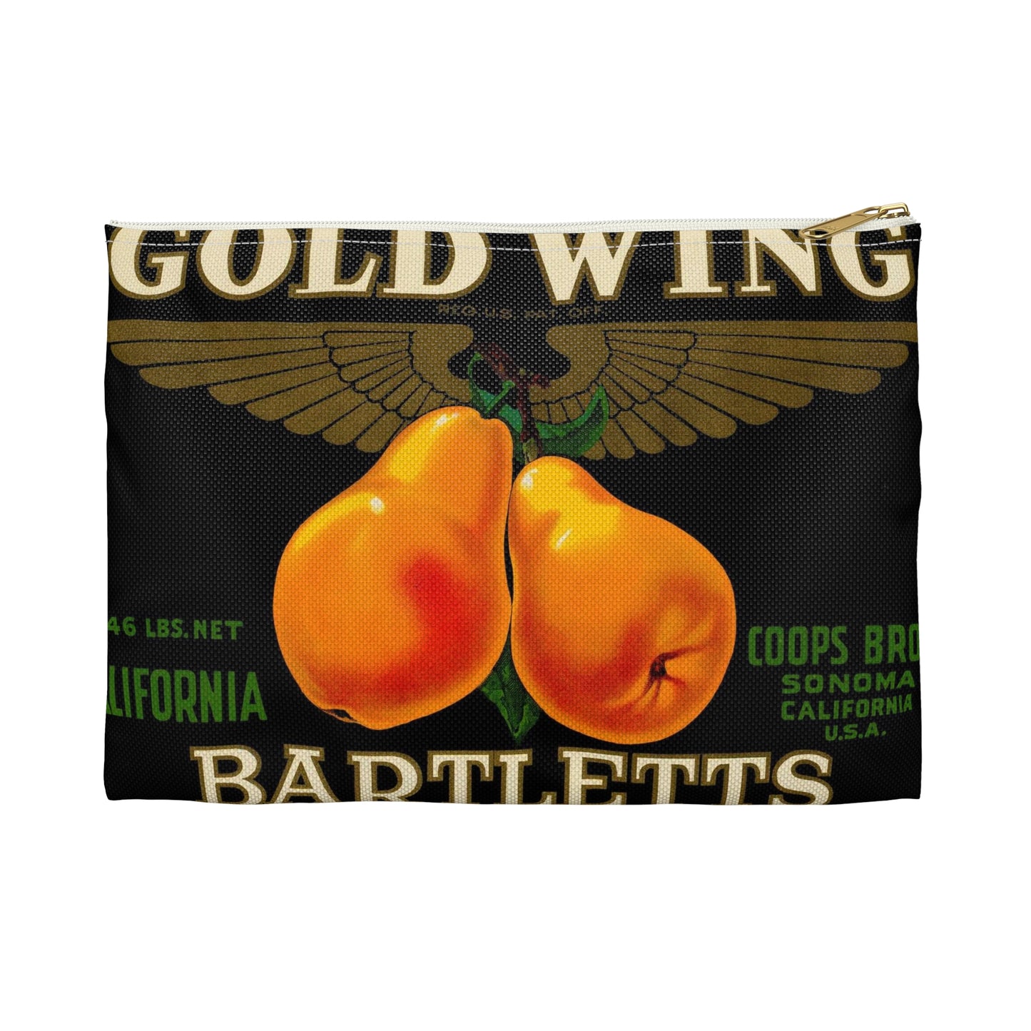 Gold Wing: Bartletts, California, Coops Bros., Sonoma, California, U.S.A. Large Organizer Pouch with Black Zipper