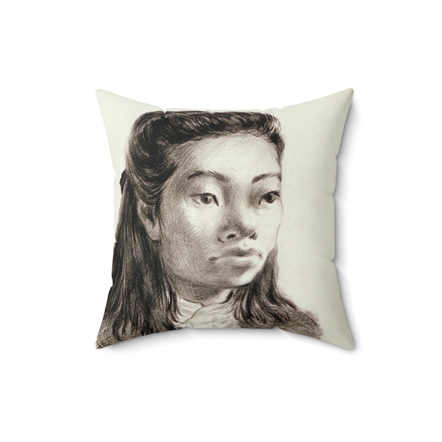 Artwork: "Student," China, 1945- Artist: John G. Hanlen Decorative Accent Square Pillow