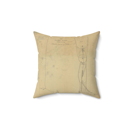 Patent drawing - for Jonathan Russell's Artificial Leg Public domain  image Decorative Accent Square Pillow