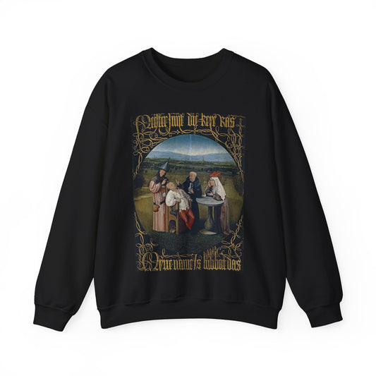 Hieronymus Bosch 053 - A painting of a group of people sitting around a table Black Heavy Blend Adult Crew Neck SweatShirt