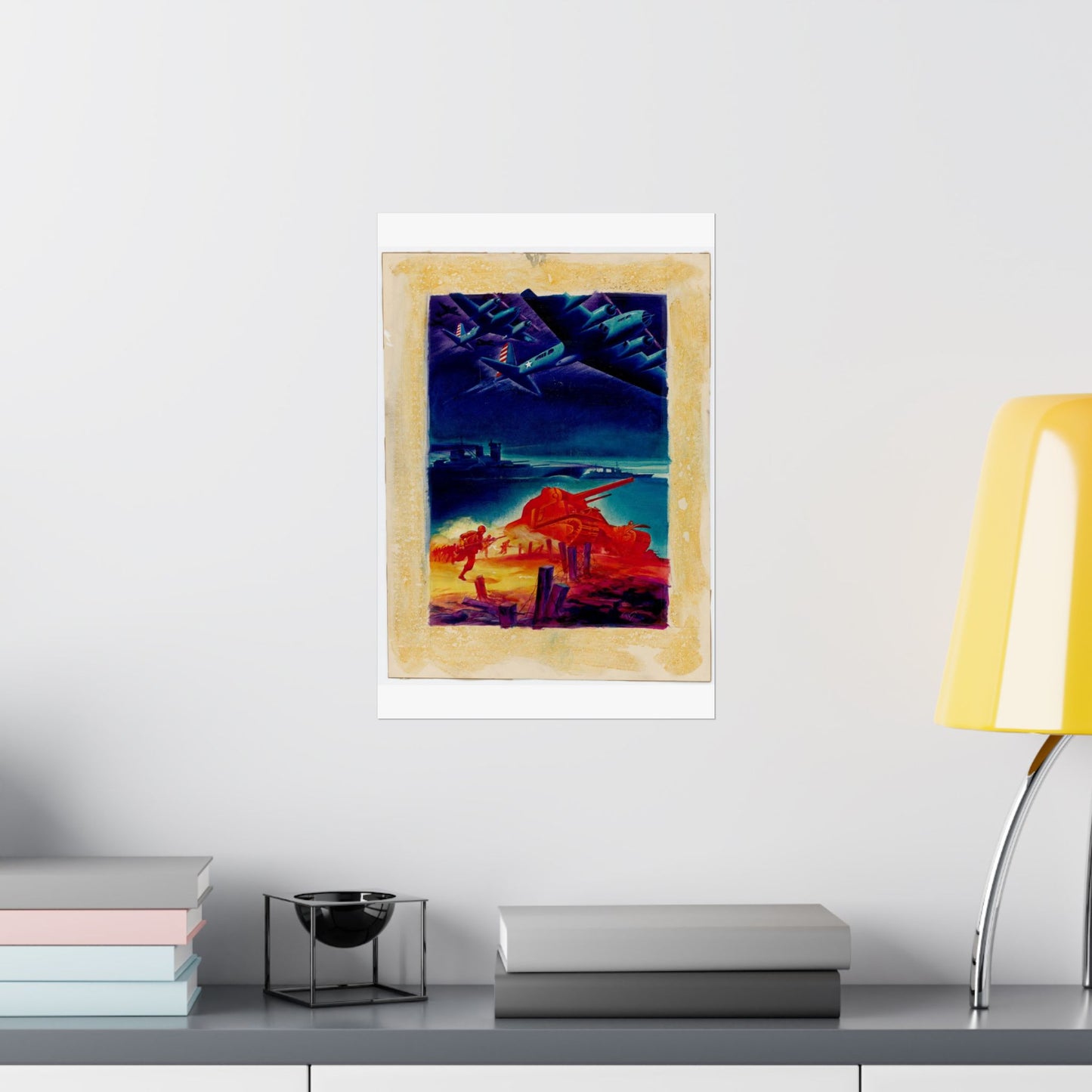[Infantry, tanks, ships, airplanes attacking] [R.G.] High Quality Matte Wall Art Poster for Home, Office, Classroom