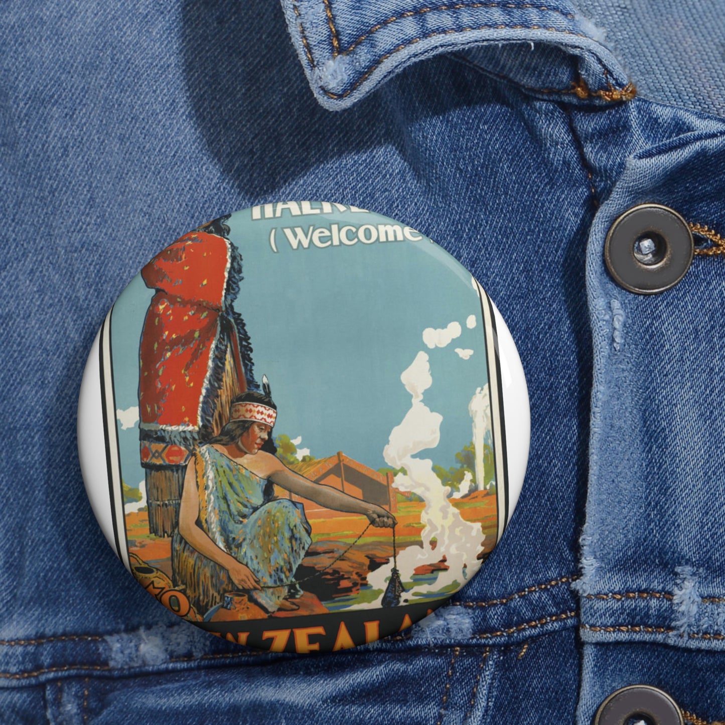 Vintage Travel Posters, 1920s-1930s Pin Buttons with Crisp Design