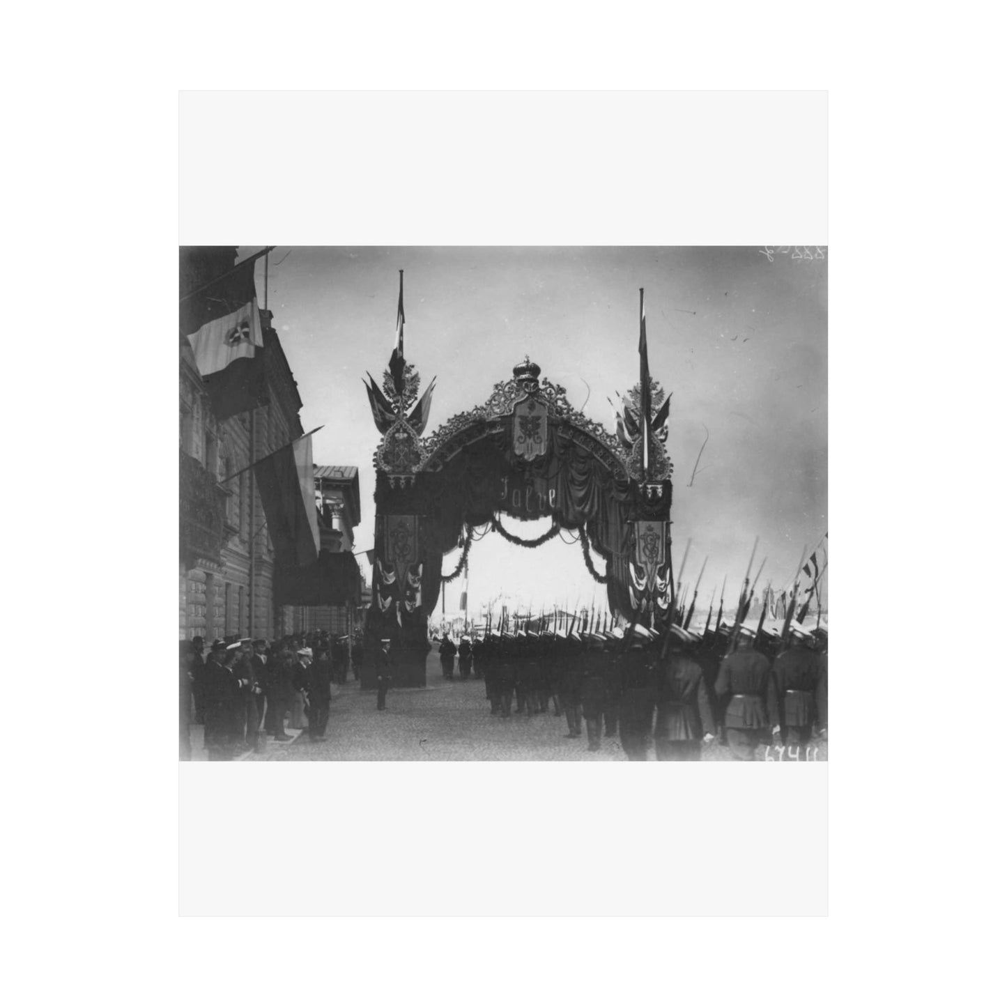 Triumphal gate built for a Visit of the Italian King Victor Emmanuel III to Russia, 1902. High Quality Matte Wall Art Poster for Home, Office, Classroom