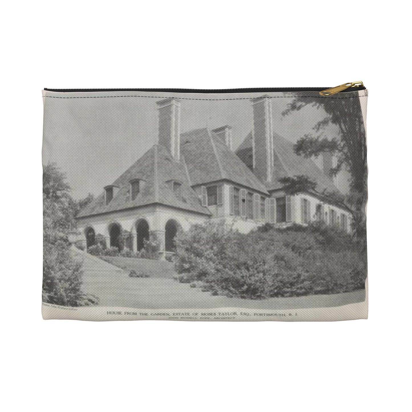 House from the Garden, Estate of Moses Taylor, Esq., Portsmouth, R.I. Large Organizer Pouch with Black Zipper