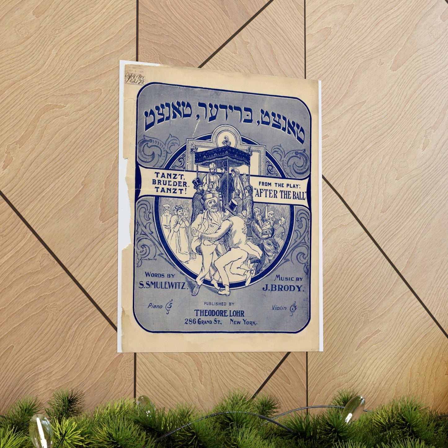 Tanzt brueder, tanzt!, Yiddish-American song High Quality Matte Wall Art Poster for Home, Office, Classroom