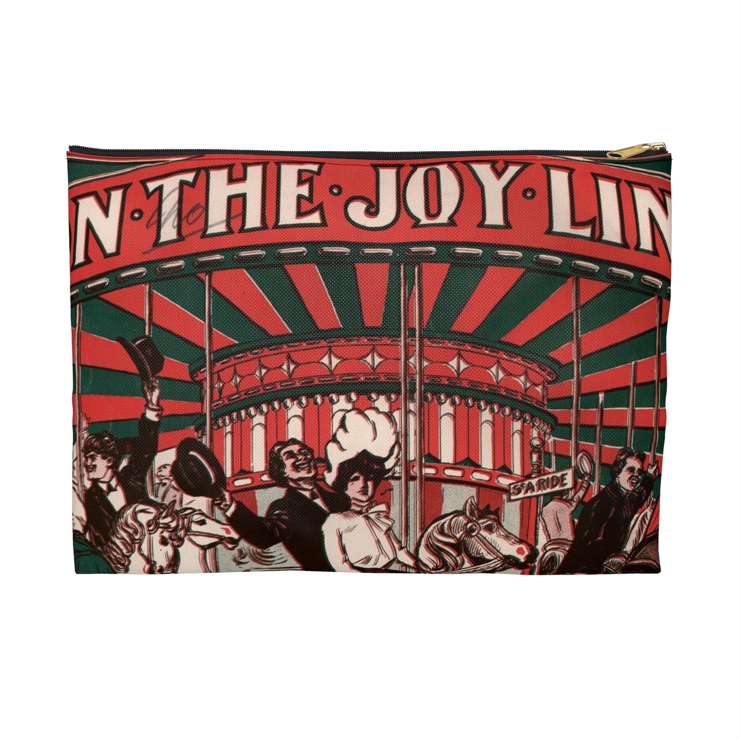 On the joy line - Public domain American sheet music Large Organizer Pouch with Black Zipper