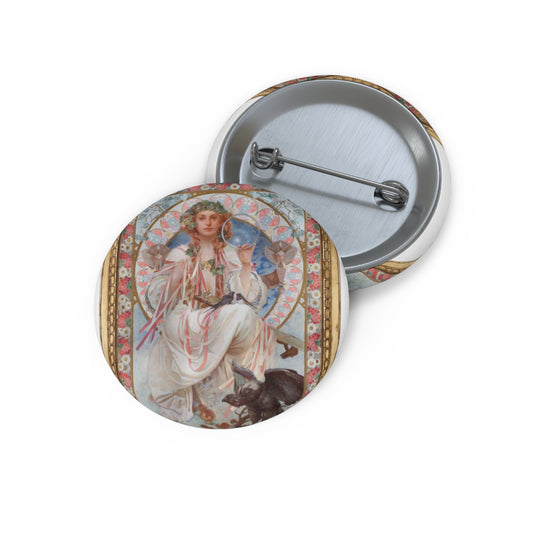 SlaviaMucha - Public domain dedication image Pin Buttons with Crisp Design