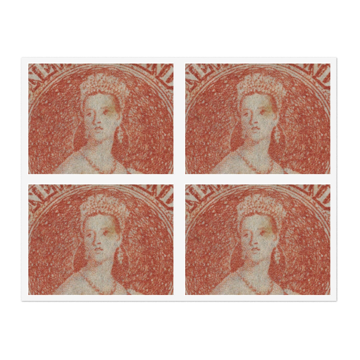Issued one penny 'Full-Face Queen' [Chalon Head] definitive stamp Laminated UV Protective Vinyl Stickers