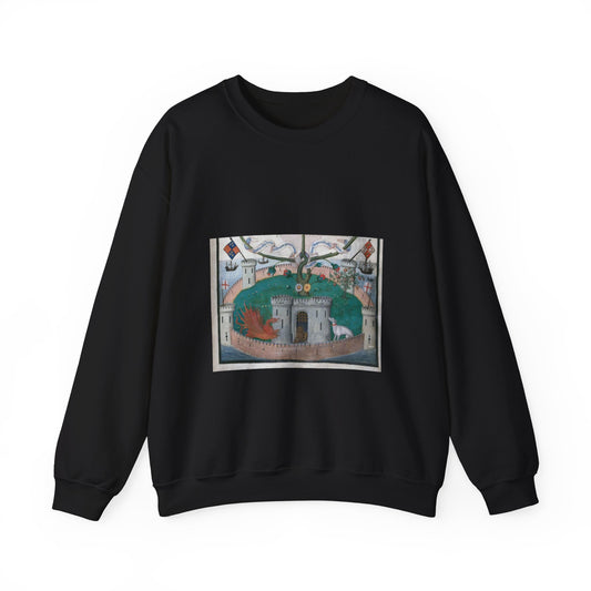 Tudor Rose from BL Royal 11 E XI, f. 2 Black Heavy Blend Adult Crew Neck SweatShirt