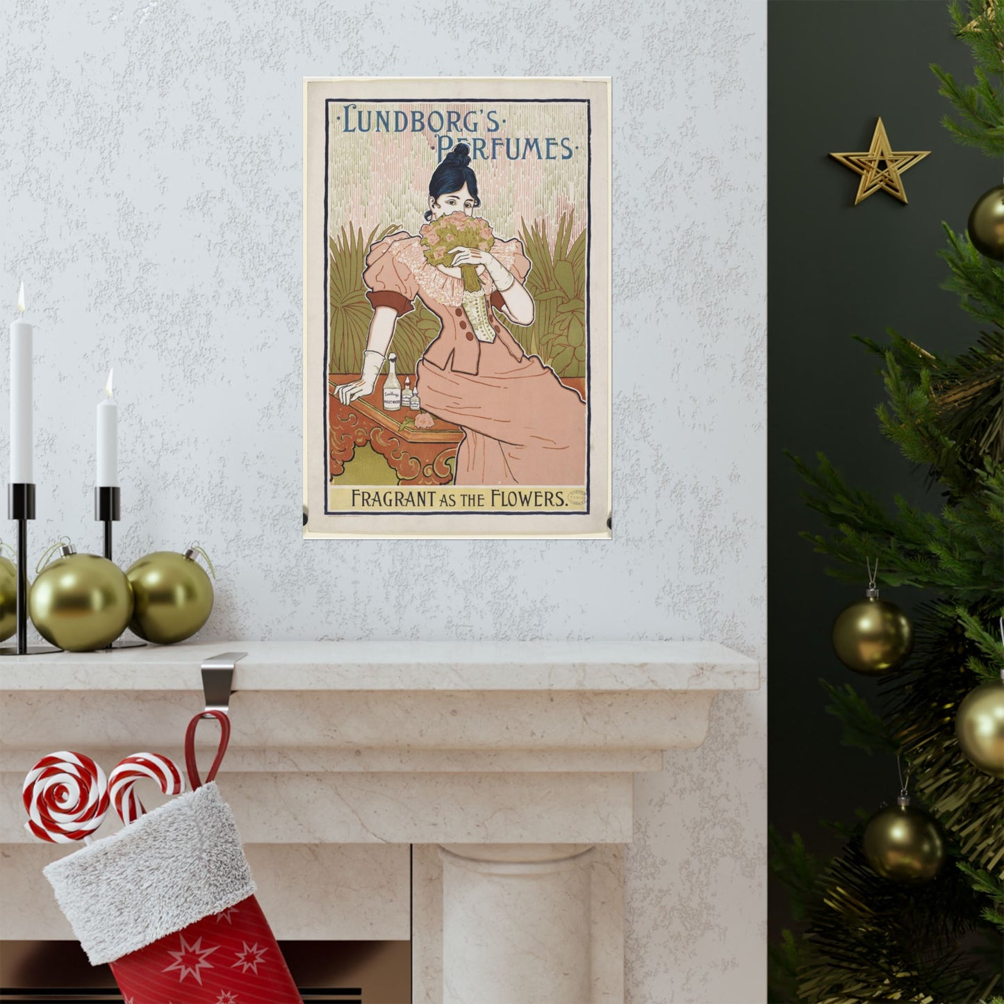 Lundborg's perfumes, Art Nouveau poster High Quality Matte Wall Art Poster for Home, Office, Classroom